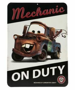 Under The Sea Collectibles Cars Tow Mater Mechanic Embossed Metal Sign