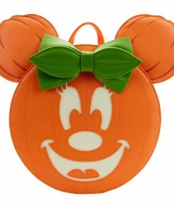 Under The Sea Collectibles Disney Pumpkin Minnie Glow Face Loungefly Mini Backpack